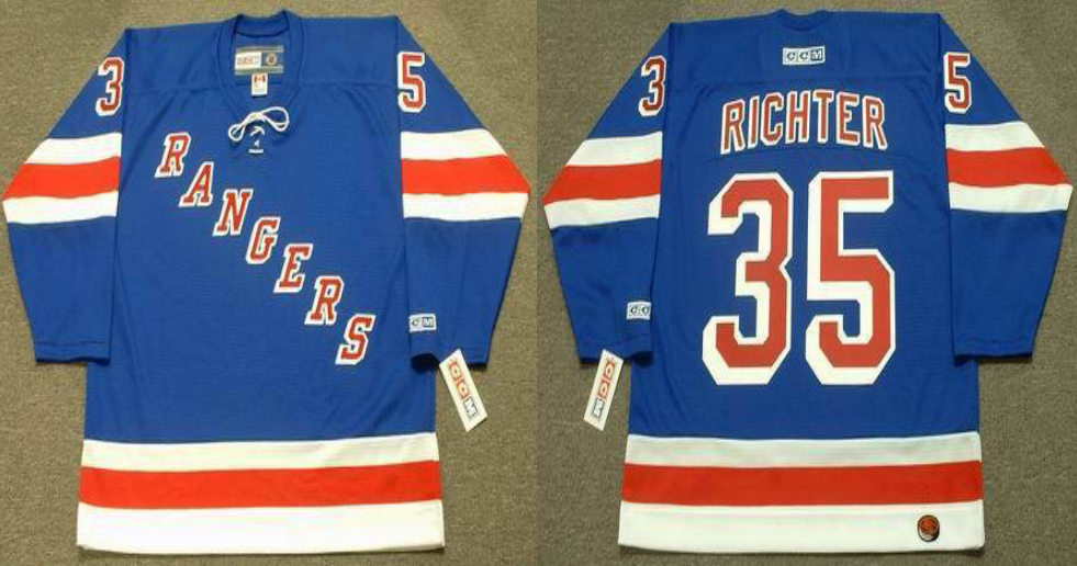 2019 Men New York Rangers 35 Richter blue style #3 CCM NHL jerseys